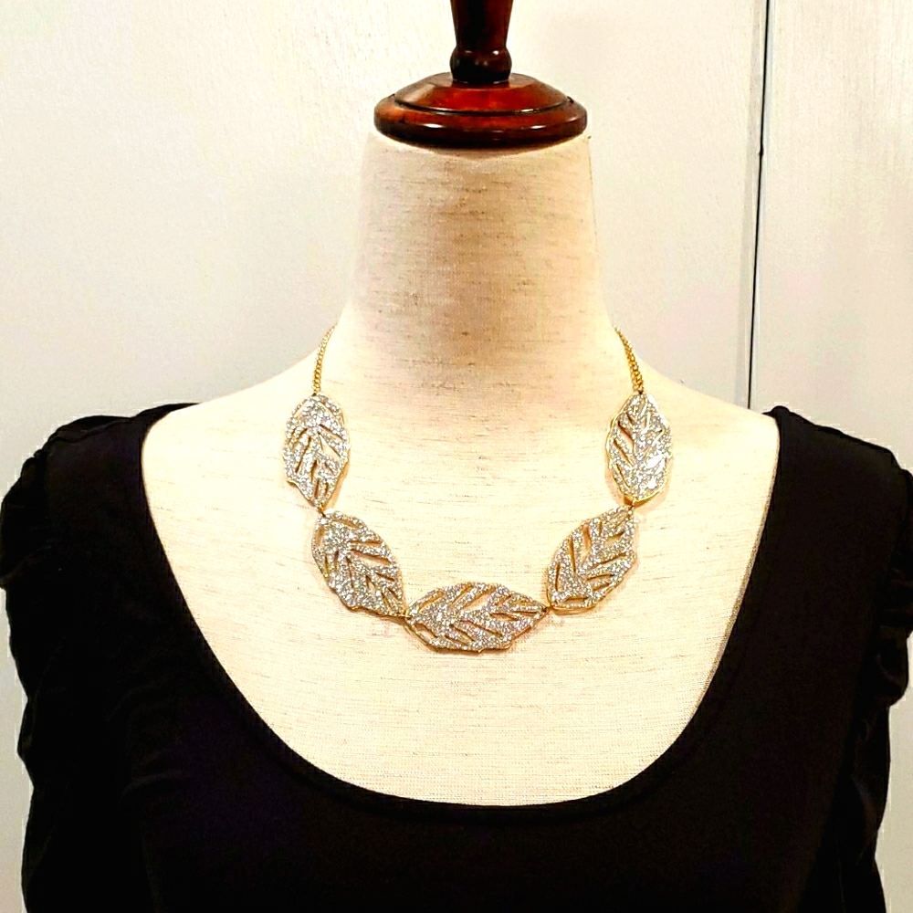 Marlyn Schiff Gold and Silver Leaf Necklace
